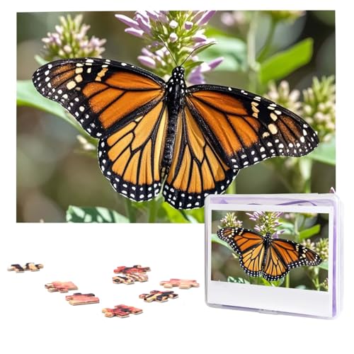 Puzzles, 1000 Teile, personalisierbar, Monarch-Schmetterling, Puzzle, anspruchsvolles Bild mit Aufbewahrungstasche, Fotopuzzle für Erwachsene, Hochzeit (75 x 50 cm) von PAQOLSMCKR