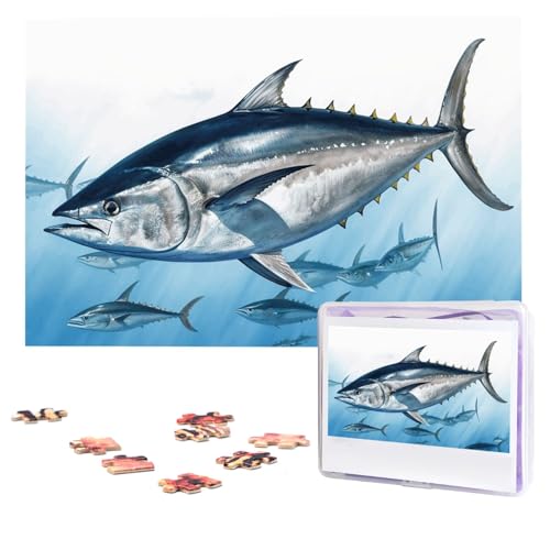 Puzzles, 1000 Teile, personalisierbar, Motiv: Blauflossen, Thunfisch, Thunnus, Puzzle, anspruchsvolles Bild mit Aufbewahrungstasche, Fotopuzzle für Erwachsene, Hochzeit (75 x 50 cm) von PAQOLSMCKR