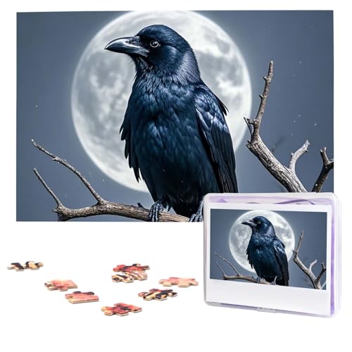Puzzles, 1000 Teile, personalisierbar, Nachtkrähen-Puzzle, herausforderndes Bild mit Aufbewahrungstasche, Fotopuzzle für Erwachsene, Hochzeit (75 x 50 cm) von PAQOLSMCKR