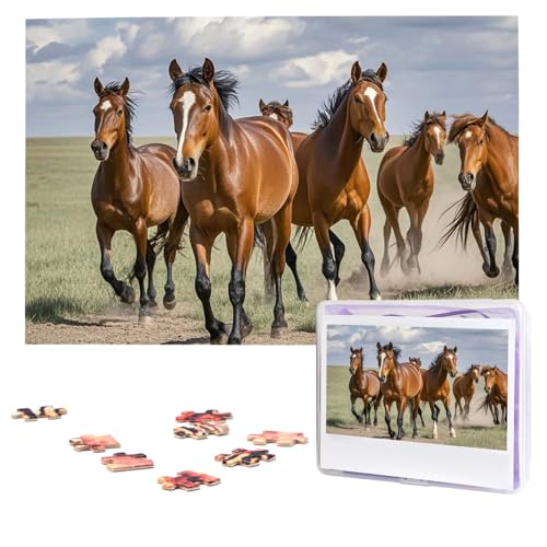 Puzzles, 1000 Teile, personalisierbar, Pferde, Puzzle, anspruchsvolles Bild mit Aufbewahrungstasche, Fotopuzzle für Erwachsene, Hochzeit (75 x 50 cm) von PAQOLSMCKR