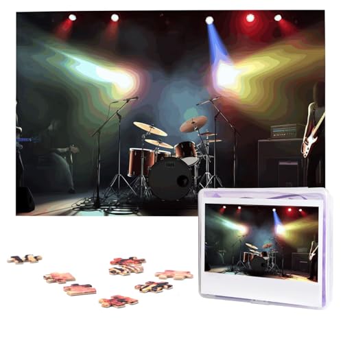 Puzzles, 1000 Teile, personalisierbar, Rockband-Bühnenpuzzle, anspruchsvolles Bild mit Aufbewahrungstasche, Fotopuzzle für Erwachsene, Hochzeit (75 x 50 cm) von PAQOLSMCKR