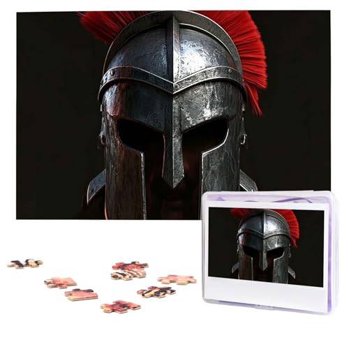 Puzzles, 1000 Teile, personalisierbar, Spartanischer Krieger, Helm, Puzzle, herausforderndes Bild mit Aufbewahrungstasche, Fotopuzzle für Erwachsene, Hochzeit (75 x 50 cm) von PAQOLSMCKR