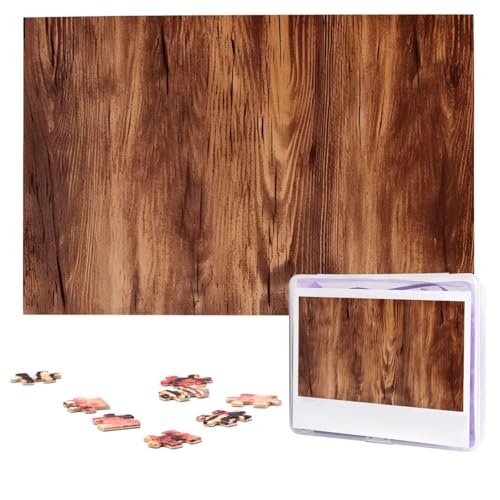 Puzzles, 1000 Teile, personalisierbar, braune Holzmaserung, Puzzle, anspruchsvolles Bild mit Aufbewahrungstasche, Fotopuzzle für Erwachsene, Hochzeit (75 x 50 cm) von PAQOLSMCKR