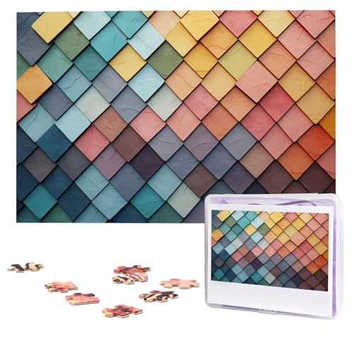 Puzzles, 1000 Teile, personalisierbar, bunte Fliesen, Texturmuster, Puzzle, anspruchsvolles Bilderpuzzle mit Aufbewahrungstasche, Fotopuzzle für Erwachsene, Hochzeit (75 x 50 cm) von PAQOLSMCKR