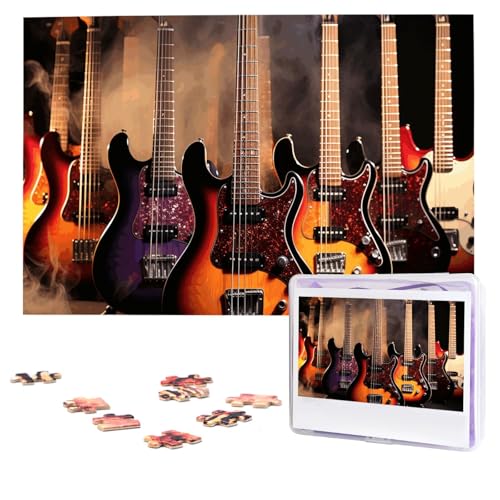 Puzzles, 1000 Teile, personalisierbar, cooles E-Gitarren-Puzzle, anspruchsvolles Bild mit Aufbewahrungstasche, Fotopuzzle für Erwachsene, Hochzeit (75 x 50 cm) von PAQOLSMCKR