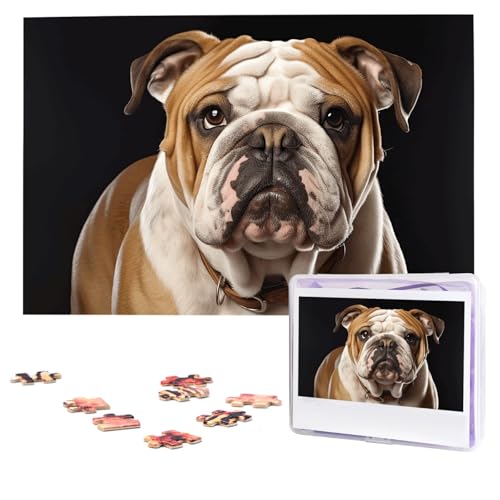 Puzzles, 1000 Teile, personalisierbar, englische Bulldogge, Puzzle, anspruchsvolles Bild mit Aufbewahrungstasche, Fotopuzzle für Erwachsene, Hochzeit (75 x 50 cm) von PAQOLSMCKR