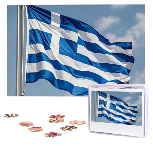 Puzzles, 1000 Teile, personalisierbar, griechische Flagge, Puzzle, anspruchsvolles Bild mit Aufbewahrungstasche, Fotopuzzle für Erwachsene, Hochzeit (75 x 50 cm) von PAQOLSMCKR