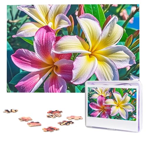 Puzzles, 1000 Teile, personalisierbar, hawaiianisches Blumenpuzzle, anspruchsvolles Bild mit Aufbewahrungstasche, Fotopuzzle für Erwachsene, Hochzeit (75 x 50 cm) von PAQOLSMCKR