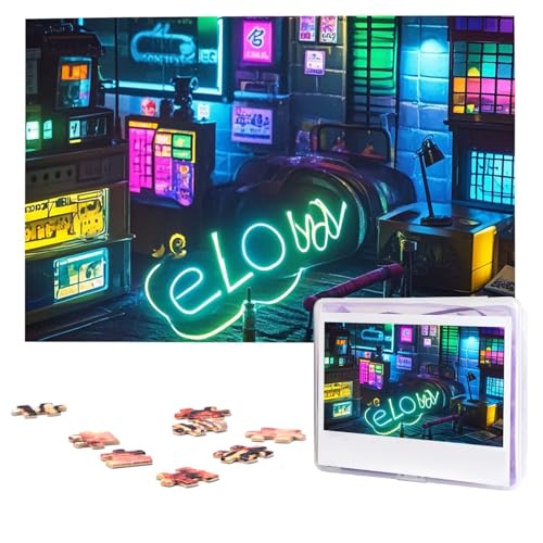 Puzzles, 1000 Teile, personalisierbar, leuchtet im Dunkeln, Puzzle, anspruchsvolles Bild mit Aufbewahrungstasche, Fotopuzzle für Erwachsene, Hochzeit (75 x 50 cm) von PAQOLSMCKR