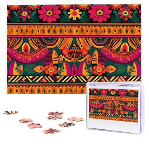 Puzzles, 1000 Teile, personalisierbar, mexikanische Volkskunst, Boho-Puzzle, anspruchsvolles Bild mit Aufbewahrungstasche, Fotopuzzle für Erwachsene, Hochzeit (75 x 50 cm) von PAQOLSMCKR