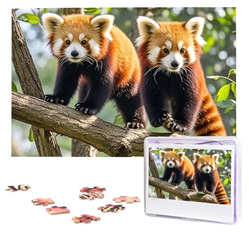 Puzzles, 1000 Teile, personalisierbar, rote Pandas, Puzzle, herausforderndes Bild mit Aufbewahrungstasche, Fotopuzzle für Erwachsene, Hochzeit (75 x 50 cm) von PAQOLSMCKR