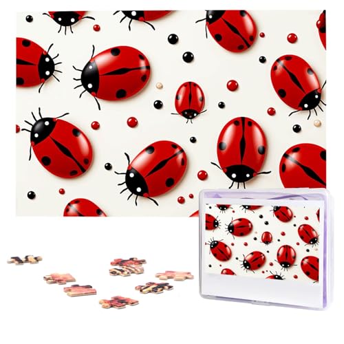 Puzzles, 1000 Teile, personalisierbar, roter Marienkäfer, Puzzle, anspruchsvolles Bild mit Aufbewahrungstasche, Fotopuzzle für Erwachsene, Hochzeit (75 x 50 cm) von PAQOLSMCKR