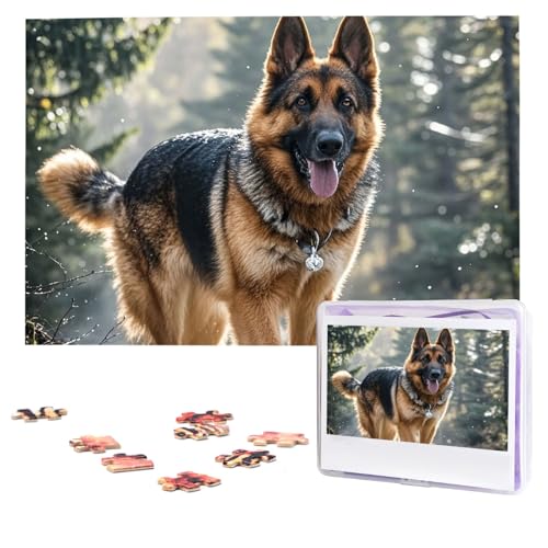 Puzzles, 1000 Teile, personalisiertes Puzzle, Deutscher Schäferhund, herausforderndes Bild mit Aufbewahrungstasche, Fotopuzzle für Erwachsene, Hochzeit (75 x 50 cm) von PAQOLSMCKR