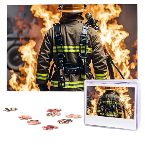 Puzzles, 1000 Teile, personalisiertes Puzzle, Feuerwehrmann, Feuerwehrmann, Flamme, Puzzle, anspruchsvolles Bild mit Aufbewahrungstasche, Fotopuzzle für Erwachsene, Hochzeit (75 x 50 cm) von PAQOLSMCKR