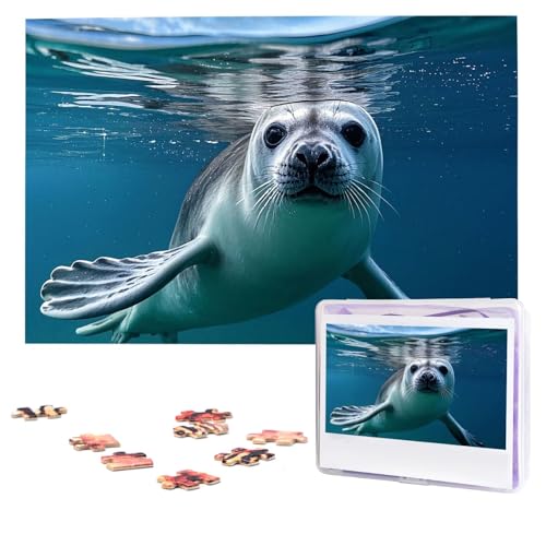Puzzles, 1000 Teile, personalisiertes Puzzle, Harfe, Siegel, Tapete, Puzzle, anspruchsvolles Bild mit Aufbewahrungstasche, Fotopuzzle für Erwachsene, Hochzeit (75 x 50 cm) von PAQOLSMCKR