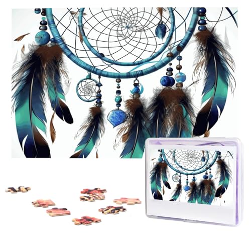 Puzzles, 1000 Teile, personalisiertes Puzzle, Indianer-Traumfänger-Puzzle, herausforderndes Bild mit Aufbewahrungstasche, Fotopuzzle für Erwachsene, Hochzeit (75 x 50 cm) von PAQOLSMCKR