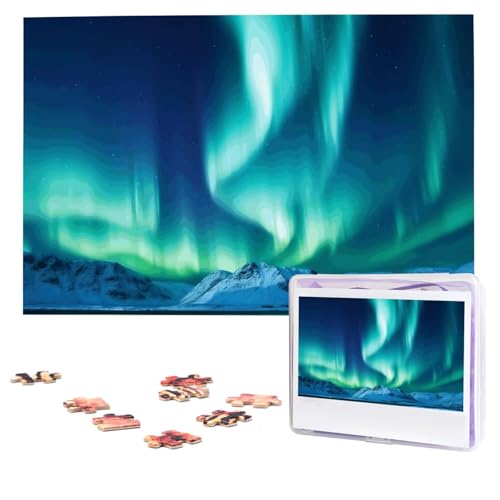 Puzzles, 1000 Teile, personalisiertes Puzzle, Nordlichter, Puzzle, herausforderndes Bild mit Aufbewahrungstasche, Fotopuzzle für Erwachsene, Hochzeit (75 x 50 cm) von PAQOLSMCKR