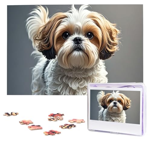 Puzzles, 1000 Teile, personalisiertes Puzzle, Shih Tzu Hund, Puzzle, herausforderndes Bild mit Aufbewahrungstasche, Fotopuzzle für Erwachsene, Hochzeit (75 x 50 cm) von PAQOLSMCKR
