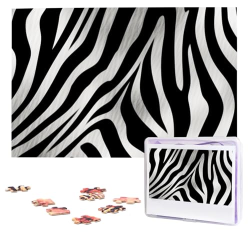 Puzzles, 1000 Teile, personalisiertes Puzzle, Zebramuster, herausforderndes Bild mit Aufbewahrungstasche, Fotopuzzle für Erwachsene, Hochzeit (75 x 50 cm) von PAQOLSMCKR