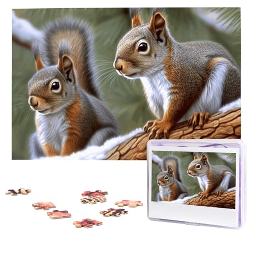 Puzzles, 1000 Teile, personalisiertes Puzzle, kleines Eichhörnchen, Puzzle, anspruchsvolles Bild mit Aufbewahrungstasche, Fotopuzzle für Erwachsene, Hochzeit (75 x 50 cm) von PAQOLSMCKR