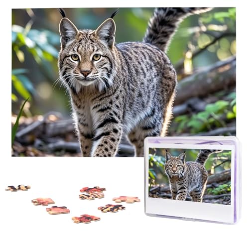 Puzzles, 1000 Teile, personalisiertes Puzzle, wilder Bobcat-Puzzle, herausforderndes Bild mit Aufbewahrungstasche, Fotopuzzle für Erwachsene, Hochzeit (75 x 50 cm) von PAQOLSMCKR
