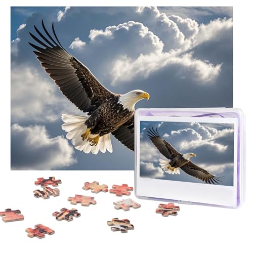 Puzzles, 500 Teile, personalisierbar, Adler fliegt im Himmel, Puzzle, anspruchsvolles Bild mit Aufbewahrungstasche, Fotopuzzle für Erwachsene, Hochzeit (52 x 38 cm) von PAQOLSMCKR