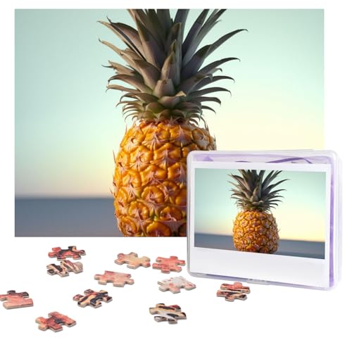 Puzzles, 500 Teile, personalisierbar, Ananas-Frucht-Puzzle, anspruchsvolles Bild mit Aufbewahrungstasche, Fotopuzzle für Erwachsene, Hochzeit (75 x 50 cm) von PAQOLSMCKR