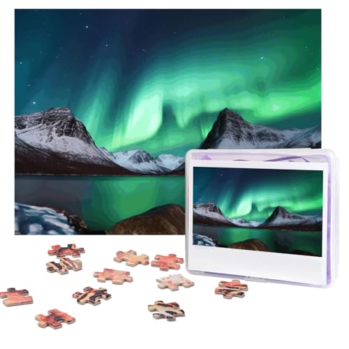 Puzzles, 500 Teile, personalisierbar, Aurora Borealis, Puzzle, herausforderndes Bild mit Aufbewahrungstasche, Fotopuzzle für Erwachsene, Hochzeit (52 x 38 cm) von PAQOLSMCKR