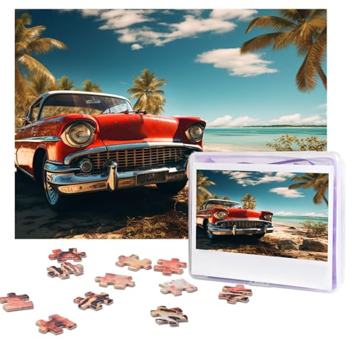Puzzles, 500 Teile, personalisierbar, Auto, Strand, Puzzle, anspruchsvolles Bild mit Aufbewahrungstasche, Fotopuzzle für Erwachsene, Hochzeit (75 x 50 cm) von PAQOLSMCKR