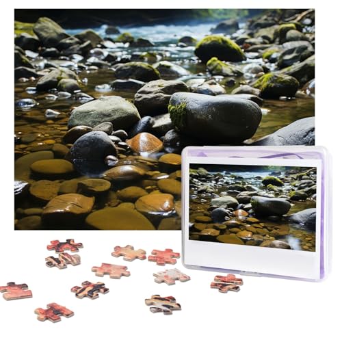 Puzzles, 500 Teile, personalisierbar, Bachsteine, Puzzle, anspruchsvolles Bild mit Aufbewahrungstasche, Fotopuzzle für Erwachsene, Hochzeit (75 x 50 cm) von PAQOLSMCKR