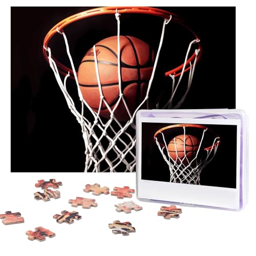 Puzzles, 500 Teile, personalisierbar, Basketball-Puzzle, anspruchsvolles Bild mit Aufbewahrungstasche, Fotopuzzle für Erwachsene, Hochzeit (52 x 38 cm) von PAQOLSMCKR