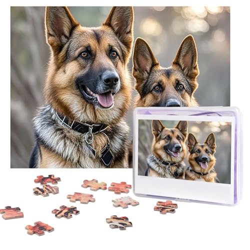 Puzzles, 500 Teile, personalisierbar, Deutscher Schäferhund, Hundeliebhaber, Puzzle, herausforderndes Bild mit Aufbewahrungstasche, Fotopuzzle für Erwachsene, Hochzeit (52 x 38 cm) von PAQOLSMCKR