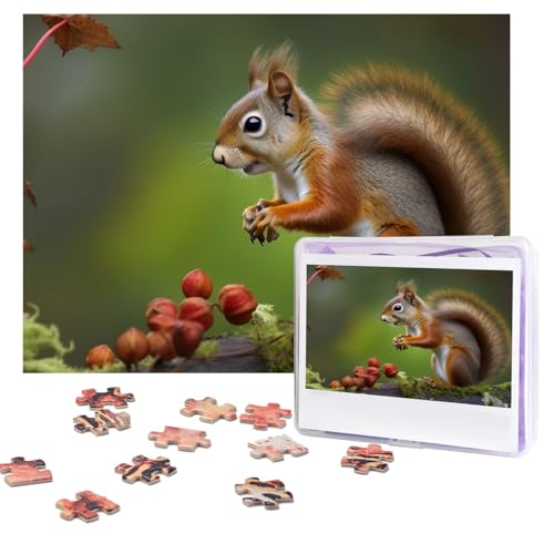 Puzzles, 500 Teile, personalisierbar, Eichhörnchen-Puzzle, anspruchsvolles Bild mit Aufbewahrungstasche, Fotopuzzle für Erwachsene, Hochzeit (75 x 50 cm) von PAQOLSMCKR