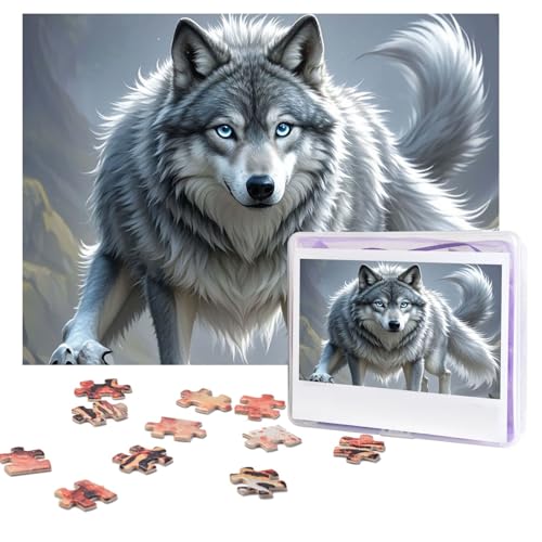 Puzzles, 500 Teile, personalisierbar, Fantasie-Wolf, Puzzle, anspruchsvolles Bild mit Aufbewahrungstasche, Fotopuzzle für Erwachsene, Hochzeit (52 x 38 cm) von PAQOLSMCKR
