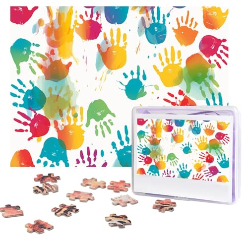 Puzzles, 500 Teile, personalisierbar, Handabdruck-Puzzle, anspruchsvolles Bild mit Aufbewahrungstasche, Fotopuzzle für Erwachsene, Hochzeit (75 x 50 cm) von PAQOLSMCKR