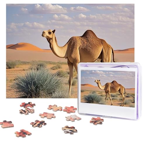 Puzzles, 500 Teile, personalisierbar, Kamelruhe, Wüstenpuzzle, anspruchsvolles Bild mit Aufbewahrungstasche, Fotopuzzle für Erwachsene, Hochzeit (52 x 38 cm) von PAQOLSMCKR