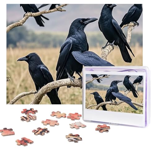Puzzles, 500 Teile, personalisierbar, Krähenvögel, Puzzle, herausforderndes Bild mit Aufbewahrungstasche, Fotopuzzle für Erwachsene, Hochzeit (75 x 50 cm) von PAQOLSMCKR