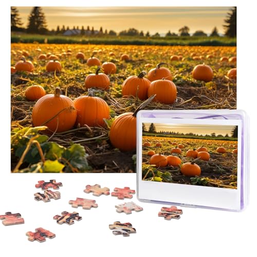 Puzzles, 500 Teile, personalisierbar, Kürbisse auf dem Boden, Puzzle, herausforderndes Bild mit Aufbewahrungstasche, Fotopuzzle für Erwachsene, Hochzeit (75 x 50 cm) von PAQOLSMCKR