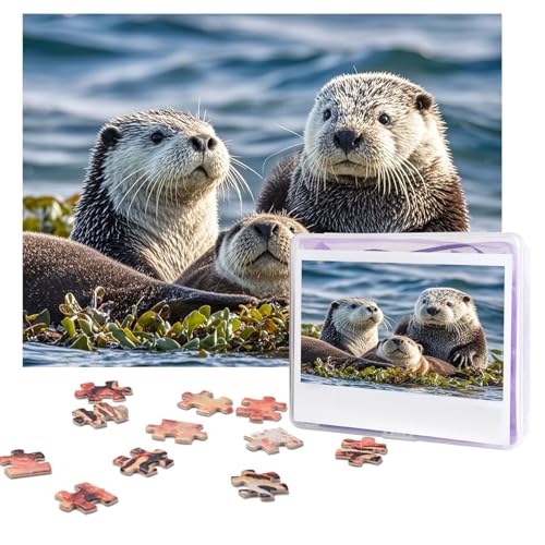 Puzzles, 500 Teile, personalisierbar, Meerotter, Puzzle, anspruchsvolles Bild mit Aufbewahrungstasche, Fotopuzzle für Erwachsene, Hochzeit (52 x 38 cm) von PAQOLSMCKR