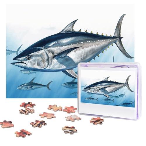 Puzzles, 500 Teile, personalisierbar, Motiv: Blauflossen, Thunfisch, Thunnus, Puzzle, anspruchsvolles Bild mit Aufbewahrungstasche, Fotopuzzle für Erwachsene, Hochzeit (52 x 38 cm) von PAQOLSMCKR