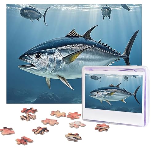 Puzzles, 500 Teile, personalisierbar, Motiv: Blauflossen, Thunfisch, Thunnus, Puzzle, anspruchsvolles Bild mit Aufbewahrungstasche, Fotopuzzle für Erwachsene, Hochzeit (75 x 50 cm) von PAQOLSMCKR