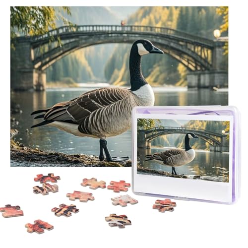 Puzzles, 500 Teile, personalisierbar, Motiv: Wildgans an der Brücke, Puzzle, herausforderndes Bild mit Aufbewahrungstasche, Fotopuzzle für Erwachsene, Hochzeit (52 x 38 cm) von PAQOLSMCKR