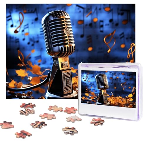 Puzzles, 500 Teile, personalisierbar, Musik-Mikrofon, Puzzle, anspruchsvolles Bild mit Aufbewahrungstasche, Fotopuzzle für Erwachsene, Hochzeit (75 x 50 cm) von PAQOLSMCKR