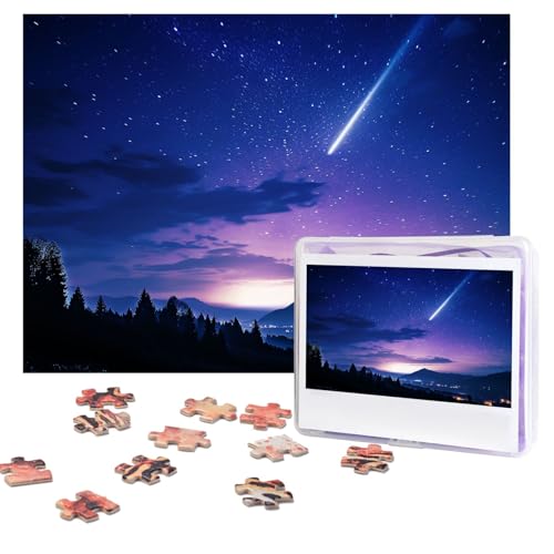 Puzzles, 500 Teile, personalisierbar, Nachthimmel, Silhouette, Puzzle, anspruchsvolles Bild mit Aufbewahrungstasche, Fotopuzzle für Erwachsene, Hochzeit (75 x 50 cm) von PAQOLSMCKR