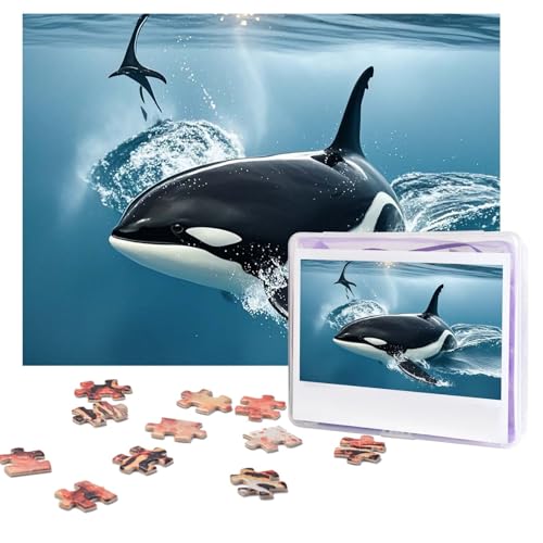 Puzzles, 500 Teile, personalisierbar, Orca-Killer-Wal-Puzzle, herausforderndes Bild mit Aufbewahrungstasche, Fotopuzzle für Erwachsene, Hochzeit (52 x 38 cm) von PAQOLSMCKR