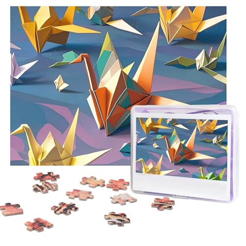 Puzzles, 500 Teile, personalisierbar, Origami-Papierkraniche, Puzzle, anspruchsvolles Bild mit Aufbewahrungstasche, Fotopuzzle für Erwachsene, Hochzeit (52 x 38 cm) von PAQOLSMCKR