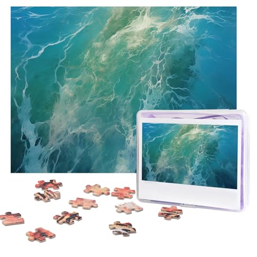 Puzzles, 500 Teile, personalisierbar, Ozean-Hintergrund, Puzzle, anspruchsvolles Bild mit Aufbewahrungstasche, Fotopuzzle für Erwachsene, Hochzeit (75 x 50 cm) von PAQOLSMCKR