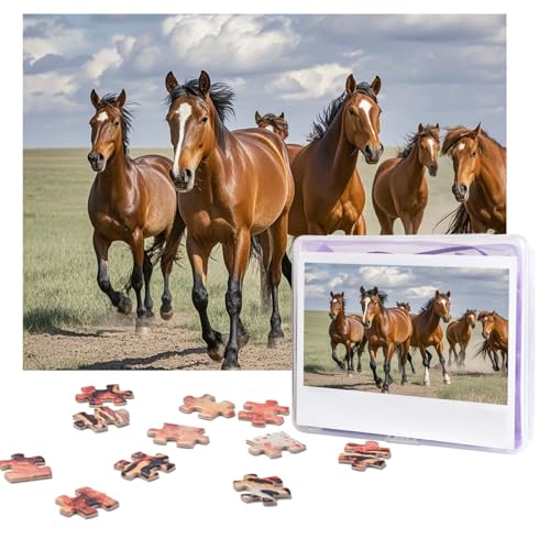 Puzzles, 500 Teile, personalisierbar, Pferde, Puzzle, anspruchsvolles Bild mit Aufbewahrungstasche, Fotopuzzle für Erwachsene, Hochzeit (52 x 38 cm) von PAQOLSMCKR