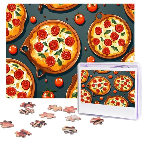 Puzzles, 500 Teile, personalisierbar, Pizza-, Lebensmittel-Puzzle, anspruchsvolles Bild mit Aufbewahrungstasche, Fotopuzzle für Erwachsene, Hochzeit (75 x 50 cm) von PAQOLSMCKR
