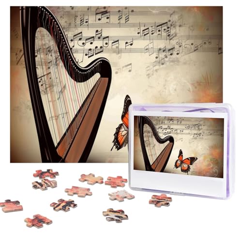 Puzzles, 500 Teile, personalisierbar, Schmetterlings-Harfe, Puzzle, herausforderndes Bild mit Aufbewahrungstasche, Fotopuzzle für Erwachsene, Hochzeit (75 x 50 cm) von PAQOLSMCKR